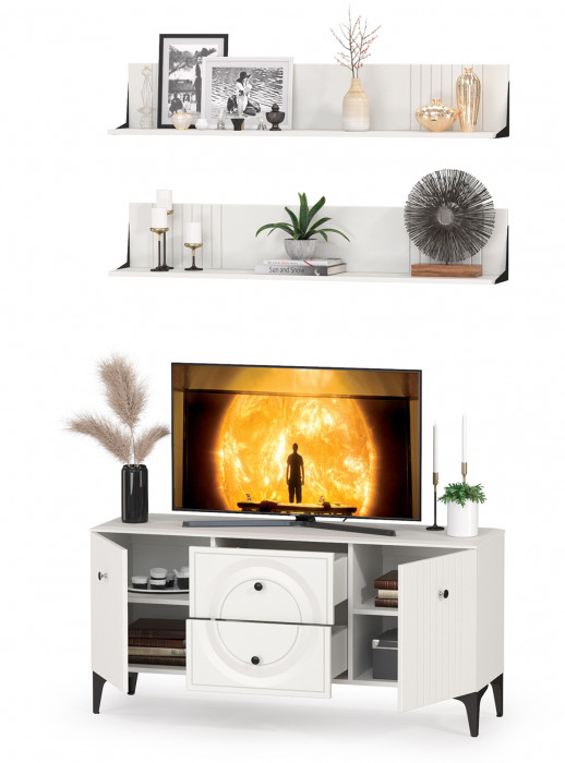 Валенсия Гостиная № 051, ЛДСП белый шагрень/МДФ белый шагрень