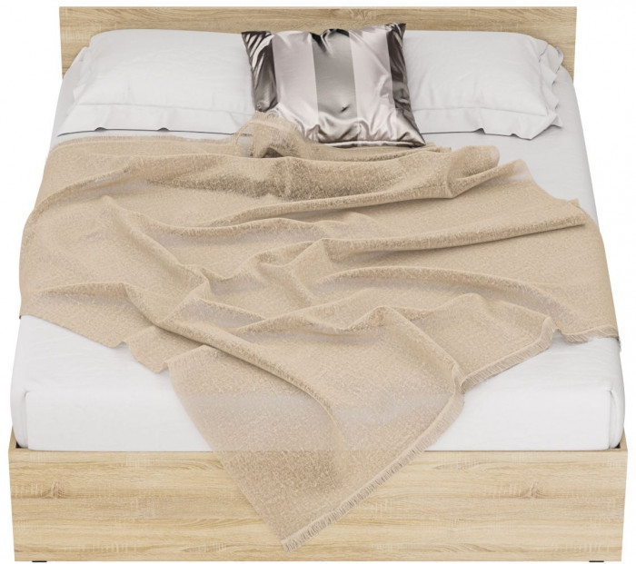 Стандарт Кровать 1600, цвет дуб сонома, ШхГхВ 163,5х203,5х70 см., сп.м. 1600х2000 мм., без матраса, основание есть