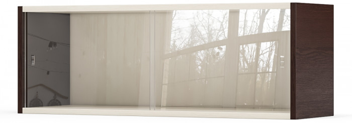 Полка книжная С-МД-КН01, цвет венге/дуб, ШхГхВ 83х25х30 см., стеклянные дверцы (ДВА ЦВЕТА венге и дуб)