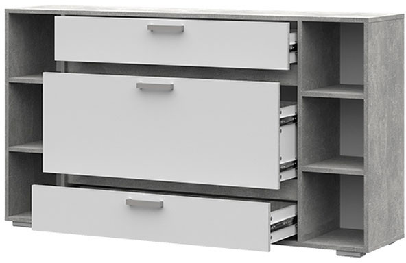 Денвер КМ-02 Комод (1500х836х354) ателье светлый/белый