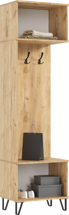 Флэш Прихожая Шкаф с вешалками (Браш Вайт, Дуб Крафт)
