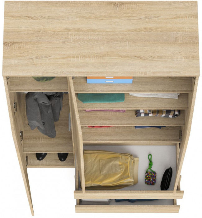 Мори Шкаф МШ1200.1, цвет дуб сонома, ШхГхВ 120,4х50,4х209,6 см., НЕ универсальная сборка