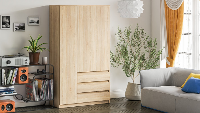 Мори Шкаф МШ1200.1, цвет дуб сонома, ШхГхВ 120,4х50,4х209,6 см., НЕ универсальная сборка