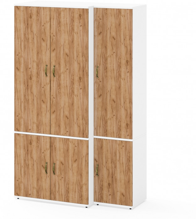 Лидер-8 Модуль Пенал МД 22Б + Шкаф МД 19Б, цвет белый шагрень/крафт золото, ШхГхВ 120х50х190 см., универсальная сборка