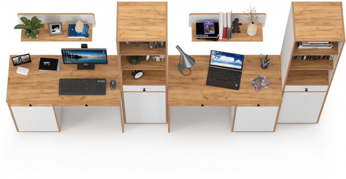 Вуди Компоновка № 15, цвет белый премиум/дуб крафт золотой, ШхГхВ 310х52,7х180,3 см., универсальная сборка