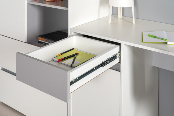 Торонто Компоновка № 25, цвет белый шагрень/стальной серый, сп. м. 800х1900 мм., б/м, основание есть, универсальная сборка