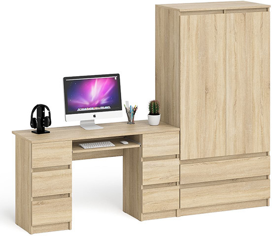 Мори компьютерный стол МС-2 + Шкаф МШ900.1, дуб сонома