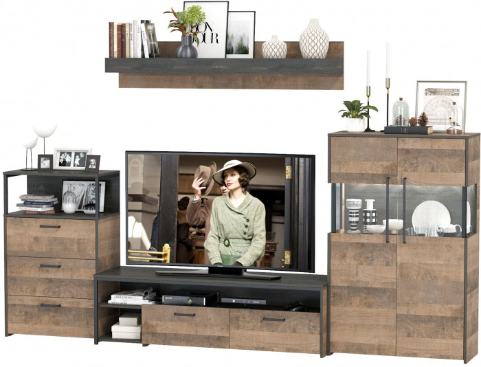 Трувор Гостиная 065, дуб гранж песочный/интра