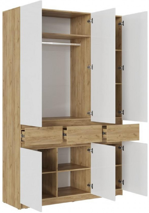 Шкаф Бостон МДФ ШК-002 (Белый глянец, Дуб Крафт Золотой)