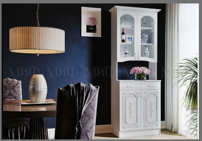 Буфет Лиза 2 двухстворчатый, белый/белый глянец