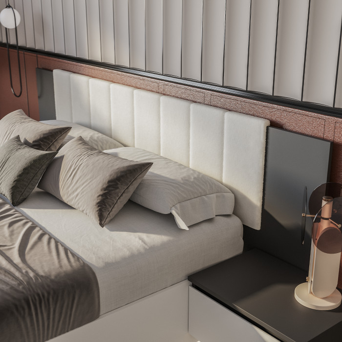 Кровать Шарм КР-18 160х200, настил,Графит, Белый