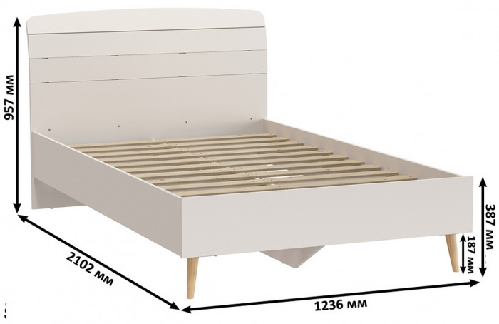 Афина Спальня 11-1200, цвет кашемир серый, сп.м. 1200х2000 мм., б/м, основание есть - фанера