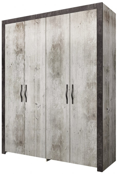 Шкаф четырехдверный "Эстель" - Сосна шале/Бетон спаркс