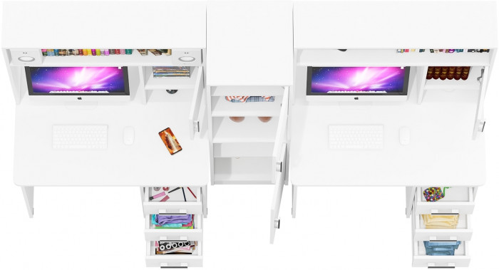 С-МД-СК9 Компоновка № 04, цвет белый шагрень, ШхГхВ 247х70х160 см., НЕ универсальная сборка