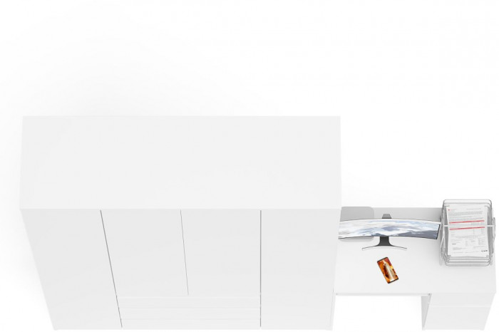 Мори Стол компьютерный МС-1 правый + Шкаф МШ1600.1, цвет белый, ШхГхВ 250,4х50,4х209,6 см., выдвижной ящик справа, НЕ универсальная сборка