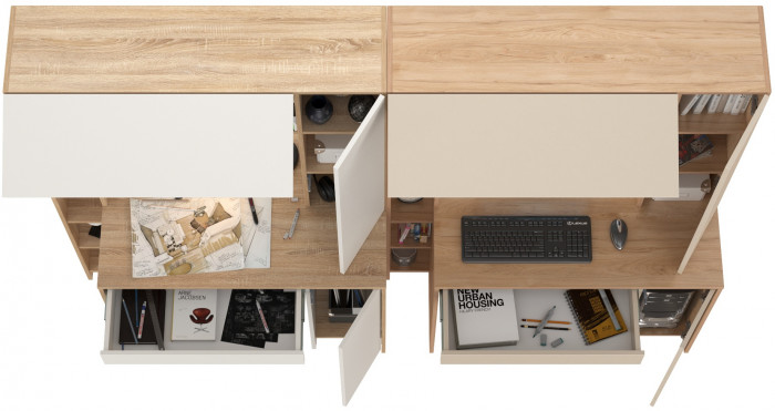 Два стола компьютерных Комфорт 12.71, дуб сонома/белый/гикори рокфорд натуральный/сатин