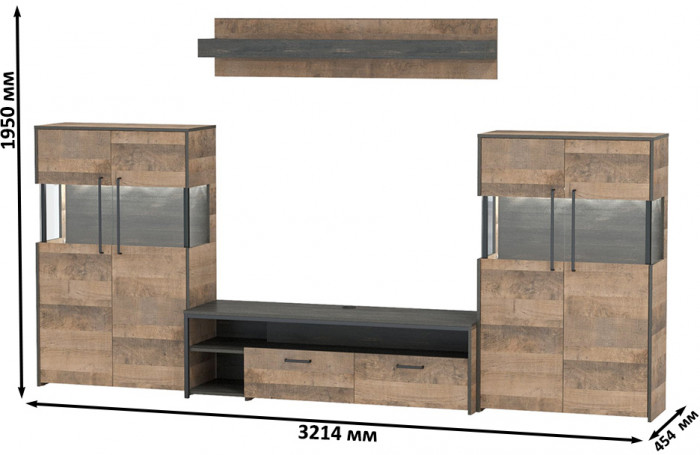 Трувор Гостиная 067, дуб гранж песочный/интра