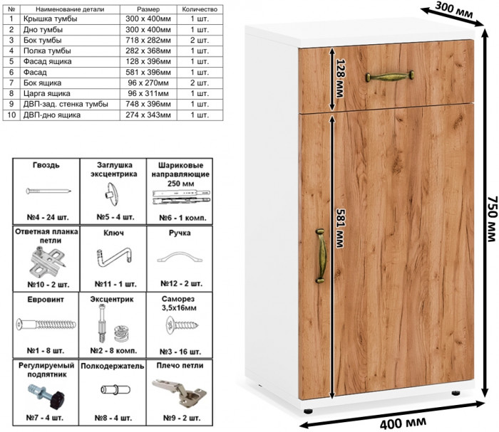 Лидер-8 Стол + Полка + Тумба МД 3.15 + Шкаф МД 20Б, цвет белый шагрень/крафт золото, ШхГхВ 285х50/37,5х75/190 или 115х200/50х75/190 см., НЕ ун. сб.
