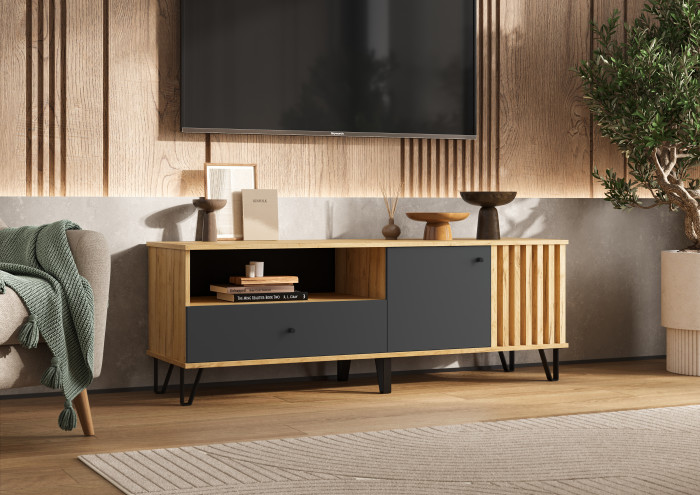 Роджина Тумба ТВ 1500, Дуб крафт/Графит