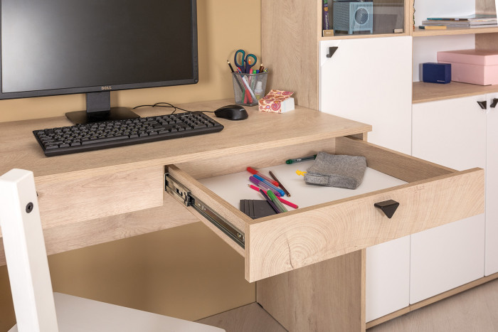 КР100 Бостон № 22, цвет дуб эндгрейн элегантный/фасады МДФ милк рикамо софт, 12.69+10.51+13.156+12.69+10.51+13.156, ШхГхВ 384х57,2х194,4 см., ун. сб.