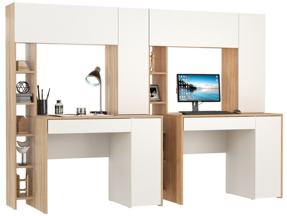 Два стола компьютерных Комфорт 12.71, дуб сонома/белый/дуб золотой/белый