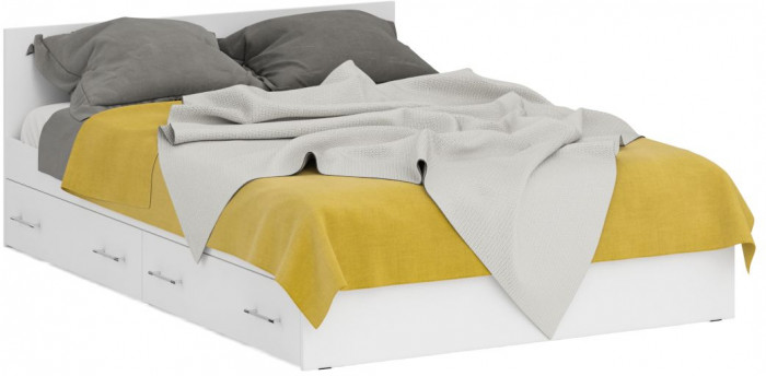 Кровать с ящиками 1400 + Шкаф 2-х створчатый Стандарт, белый