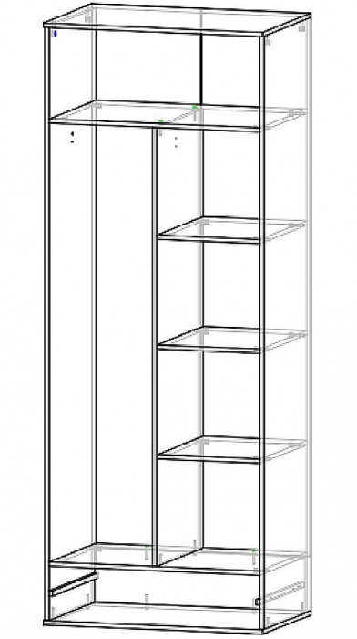 Бастион Шкаф двухдверный с ящиком Дуб Крафт белый / Серый шифер