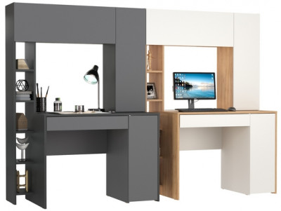 Два стола компьютерных Комфорт 12.71, антрацит/тёмно-серый/дуб золотой/белый