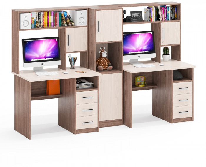 С-МД-СК9 Компоновка № 04, цвет ясень шимо светлый/ясень шимо тёмный, ШхГхВ 247х70х160 см., НЕ универсальная сборка