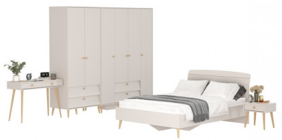 Афина Спальня 40-1400, цвет кашемир серый, сп.м. 1400х2000 мм., б/м, основание есть - фанера