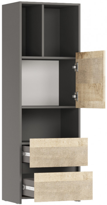 Стеллаж 1 Денвер, Графит, Дуб гранж песочный