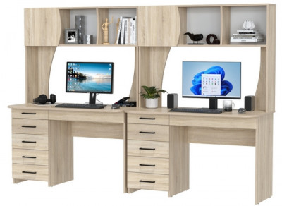 Два стола рабочих 6-0606дубсон Сигма, цвет дуб сонома, ШхГхВ 241х60,5х166 см., НЕ универсальная сборка