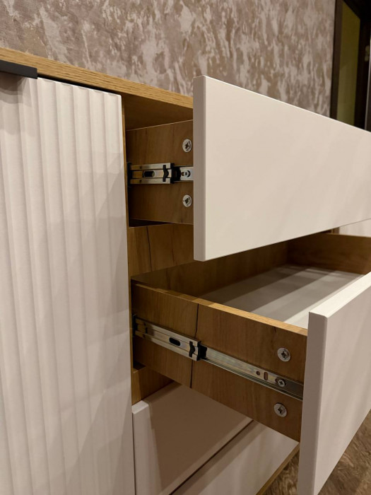 Марвэл Комод 2 двери 4 ящика (1600), Дуб крафт/Мальта грей