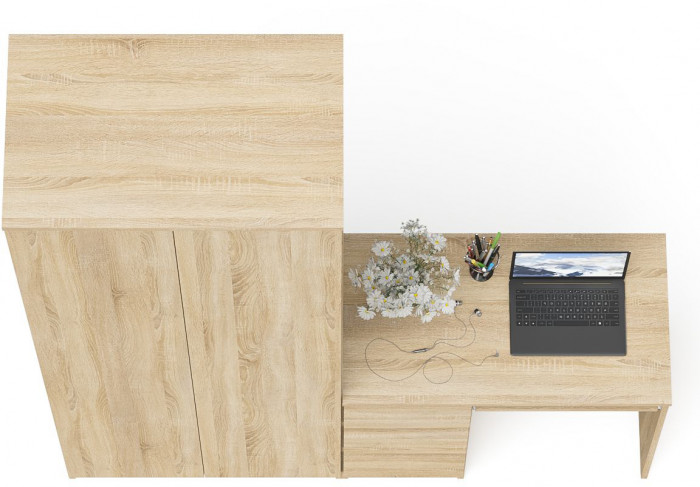 Мори Стол компьютерный МС-6 левый + Шкаф МШ800.1, цвет дуб сонома, ШхГхВ 170,4х50,4х209,6 см., выдвижные ящики слева, НЕ универсальная сборка