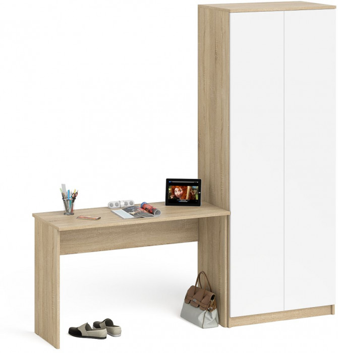 Мори письменный стол МСП1200.1 + Шкаф МШ800.1, дуб сонома/белый