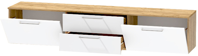 Тумба-4 под ТВ подвесная "Иннэс-7", Крафт золотой/Белый