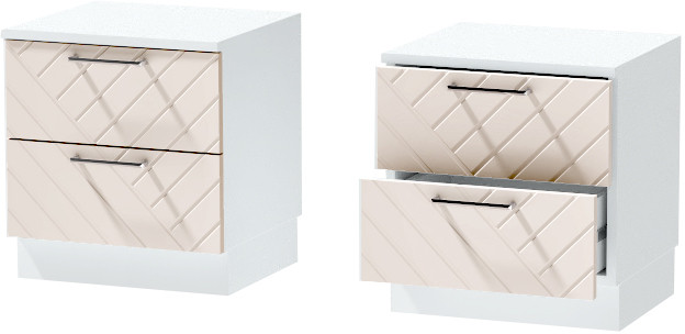 Тумба-6 прикроватная напольная "Иннэс-7", Белый/Тирамису матовый
