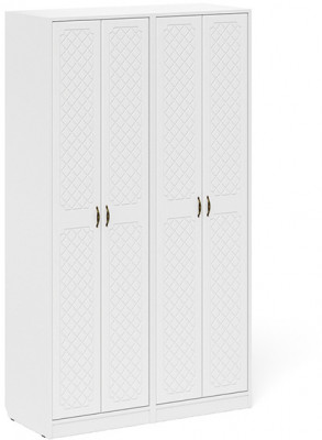 Прихожая П-6 Шкаф + Шкаф, цвет белая шагрень/фасады МДФ белое дерево фрезеровка ромб, ШхГхВ 120х50х210 см.