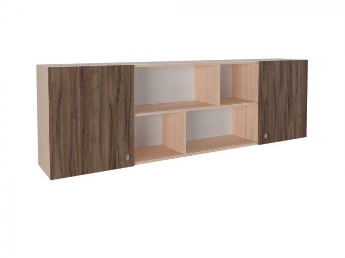 Полка надкроватная Дуб молочный/Орех