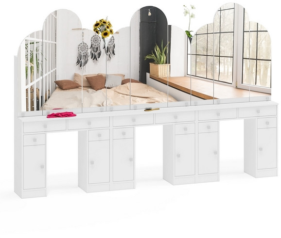 Три туалетных столика Трельяжа МД №2, белый шагрень