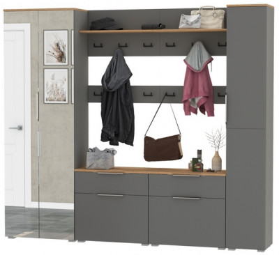 Октава Прихожая 33, серый графит/дуб крафт золотой/фасады МДФ серый графит