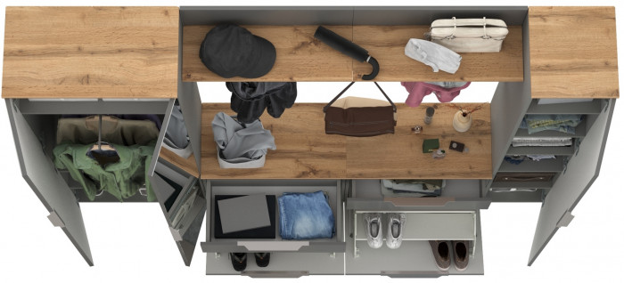 Октава Прихожая 33, серый графит/дуб крафт золотой/фасады МДФ серый графит