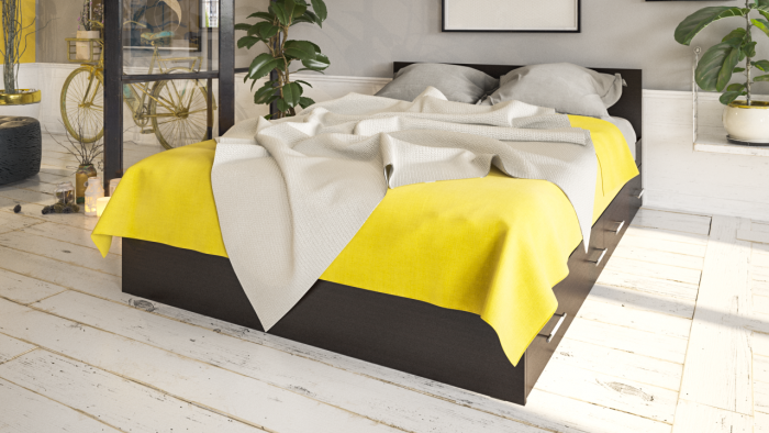 Стандарт Кровать с ящиками 1400, цвет венге, ШхГхВ 143,5х203,5х70 см., сп.м. 1400х2000 мм., без матраса, основание есть