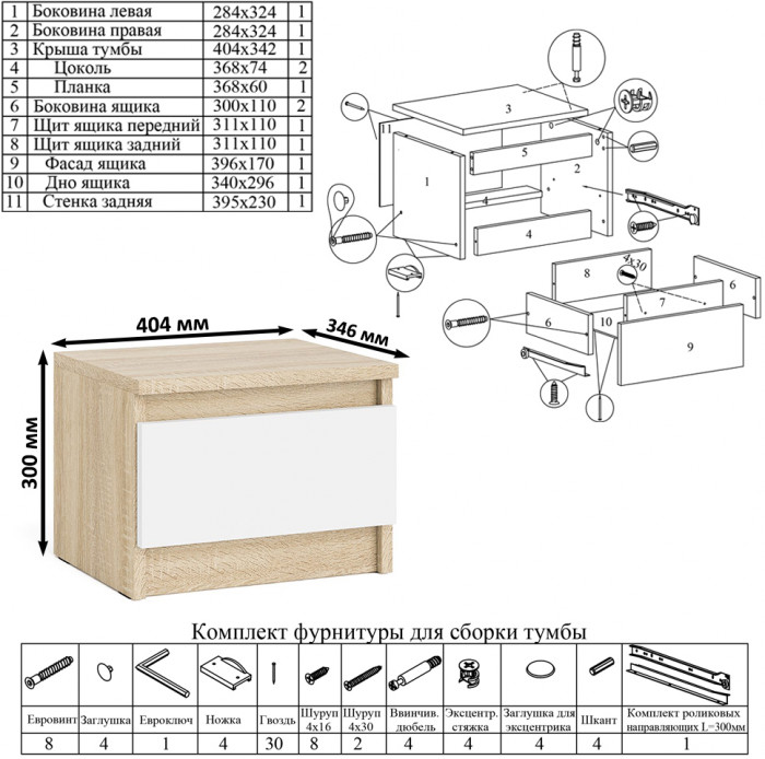 Мори компьютерный стол МС-1 правый + Тумба ТМП400.1 + Полка 900, дуб сонома/белый