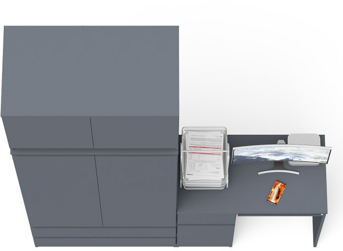 Мори Стол компьютерный МС-1 левый + Шкаф МШ900.1 + Антресоль МА900.1, цвет графит, ШхГхВ 180,4х50,4х234,2 см., выдвижной ящик слева, НЕ универс. сб.