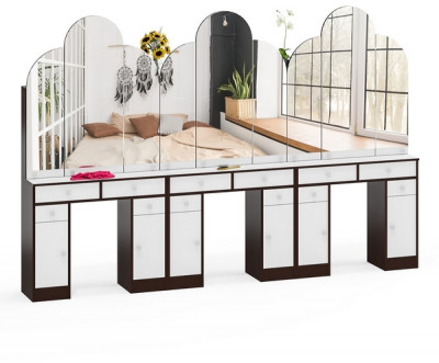 Три туалетных столика Трельяжа МД №2, венге/белый шагрень