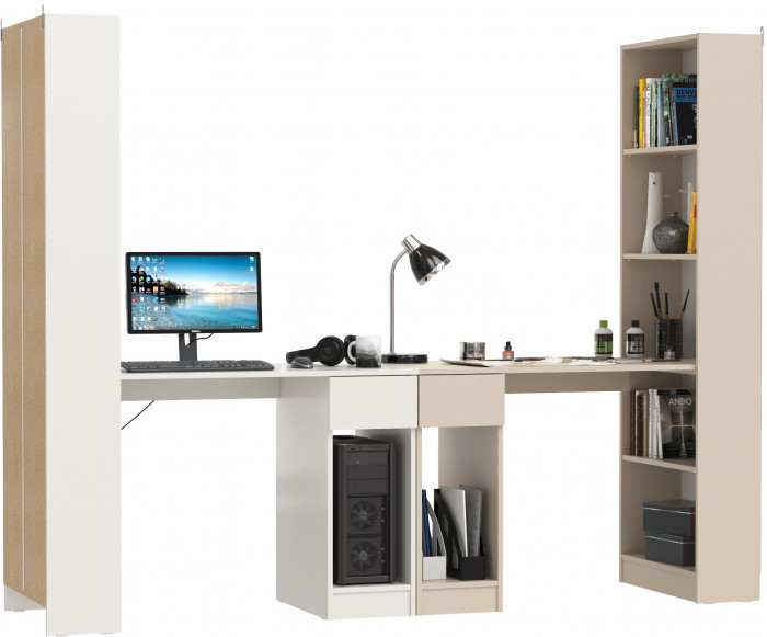 Два Стола письменных Лайт 10.01, белый гладкий/сатин