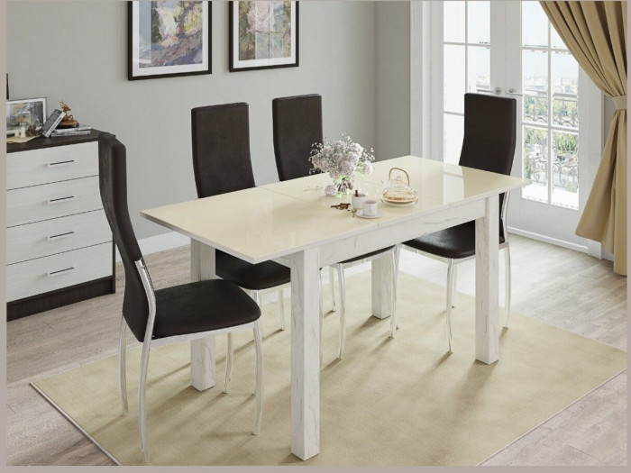 Стол обеденный Бруно 1100х700 дуб крафт белый/лакобель ваниль