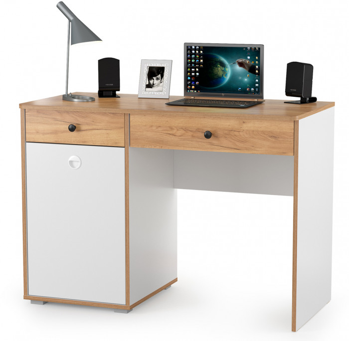 Вуди Компоновка № 23, цвет белый премиум/дуб крафт золотой, ШхГхВ 241х52,7х205 см., универсальная сборка