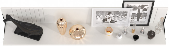 Валенсия Гостиная 16.481 Полка, цвет ЛДСП белый шагрень/МДФ белый шагрень, ШхГхВ 133х22,2х23,8 см.